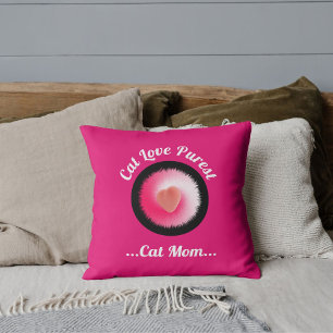 Cat Love Purest Personalised Cute Funny Quote Pink Cushion