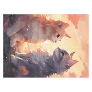 Cat Love Romance Watercolor Whispers Tablecloth