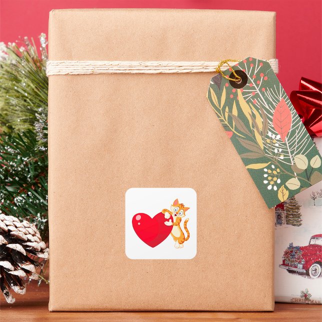 Cat Love Square Sticker (Creator Uploaded)