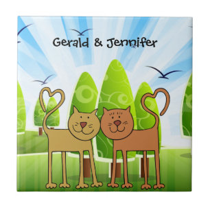 Cat Love trivet/tile template, ready to customise Tile