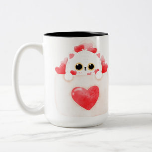 cat love Two-Tone coffee mug