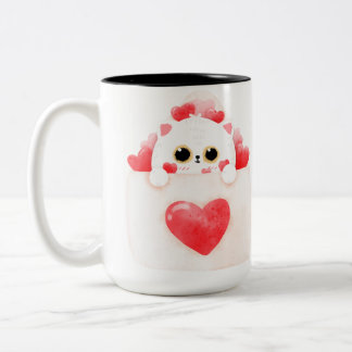 cat love Two-Tone coffee mug