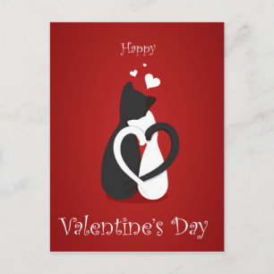 Cat love valentines day postcard