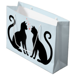 Cat Love with Hearts Large Gift Bag