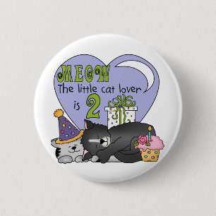 Cat Lover 2nd Birthday Tshirts and Gifts 6 Cm Round Badge