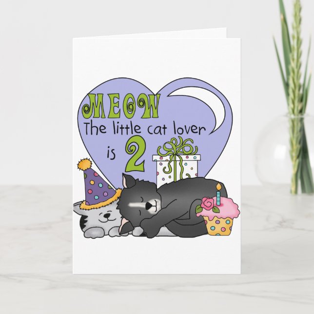 Cat Lover 2nd Birthday Tshirts and Gifts Card (Front)