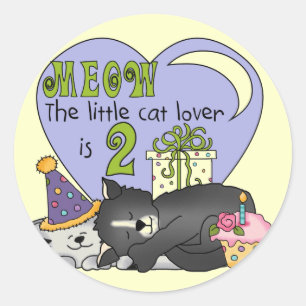 Cat Lover 2nd Birthday Tshirts and Gifts Classic Round Sticker
