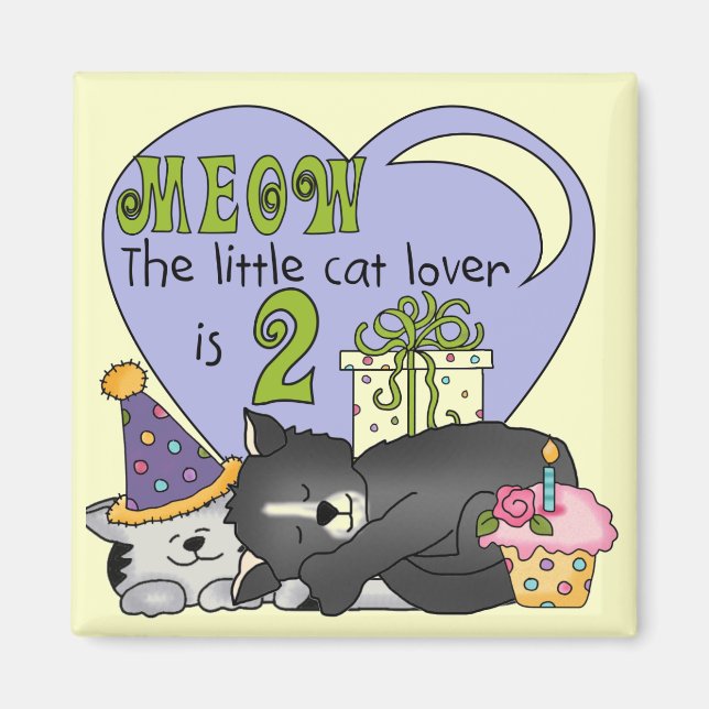 Cat Lover 2nd Birthday Tshirts and Gifts Magnet (Front)