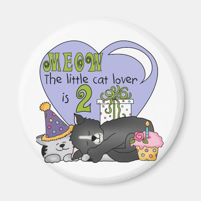 Cat Lover 2nd Birthday Tshirts and Gifts Magnet (Front)