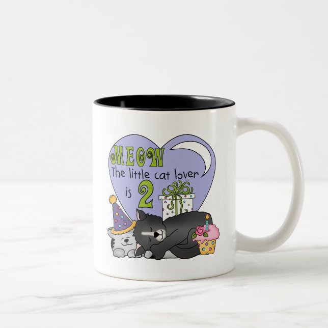 Cat Lover 2nd Birthday Tshirts and Gifts Two-Tone Coffee Mug (Right)