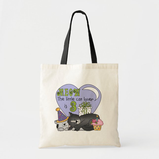 Cat Lover 3rd Birthday T shirts and Gifts Tote Bag (Front)