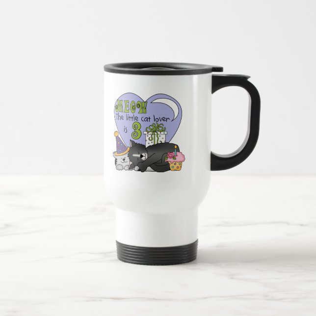 Cat Lover 3rd Birthday T shirts and Gifts Travel Mug (Right)