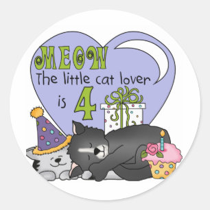 Cat Lover 4th Birthday  T-shirts and Gifts Classic Round Sticker