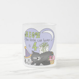 Cat Lover 4th Birthday  T-shirts and Gifts Frosted Glass Coffee Mug