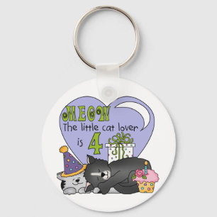 Cat Lover 4th Birthday  T-shirts and Gifts Key Ring