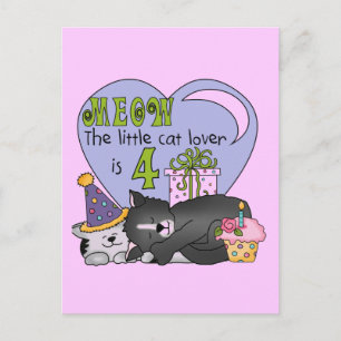 Cat Lover 4th Birthday  T-shirts and Gifts Postcard