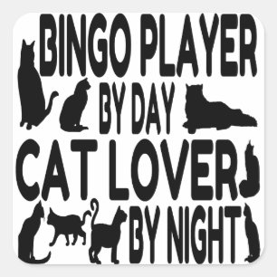 Cat Lover Bingo Player Square Sticker