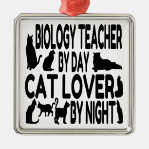 Cat Lover Biology Teacher Metal Tree Decoration
