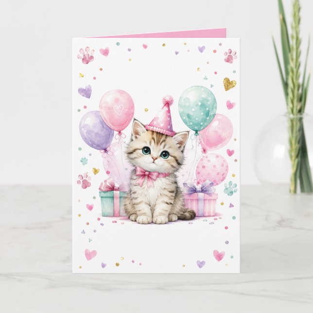 Cat Lover Birthday Thank You Cards Printable (Front)