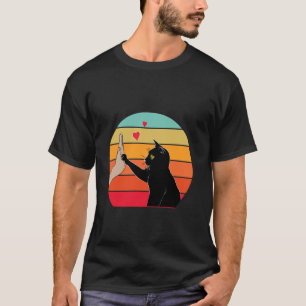 Cat Lover Black Cat High Fiving Paw Vintage T-Shirt