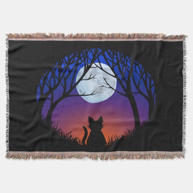 Cat Lover Blanket Le Chat Fat Cat Throw Blanket (Front)