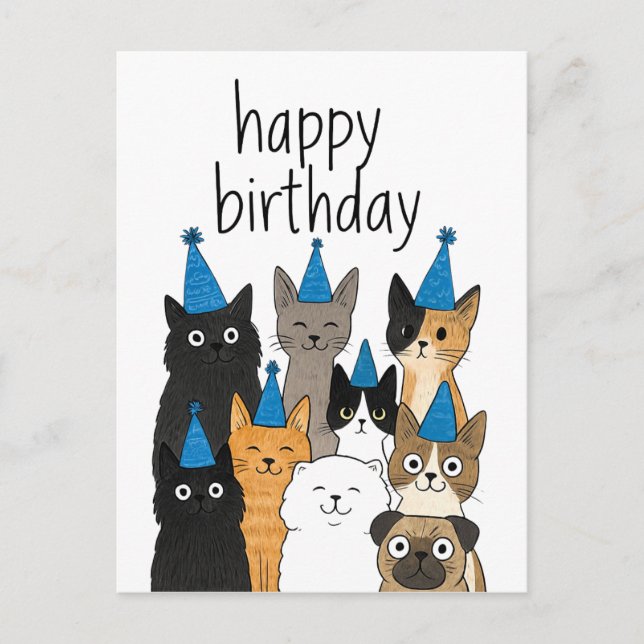 Cat Lover Cards - Cat Party Birthday Card (Front)
