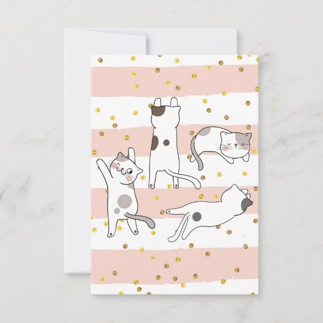 Cat Lover Cats Around RSVP Card (Front)