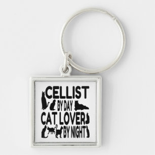 Cat Lover Cellist Key Ring