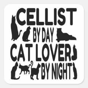 Cat Lover Cellist Square Sticker