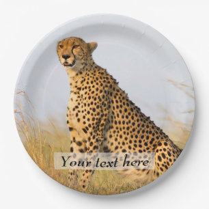 Cat lover cheetah photo personalized paper plate