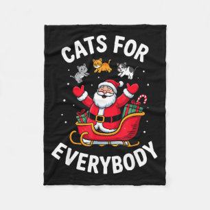 Cat Lover Christmas Santa Sleigh Cats For Everybod Fleece Blanket