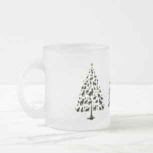 Cat Lover Christmas Tree 2 Frosted Glass Coffee Mug