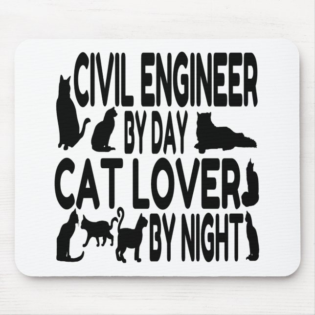 Cat Lover Civil Engineer Mouse Mat (Front)