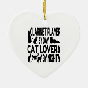 Cat Lover Clarinet Player Ceramic Tree Decoration