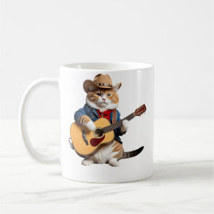 Cat Lover Country Music Cat Playing Guitar Cowboy Coffee Mug