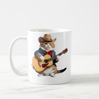 Cat Lover Country Music Cat Playing Guitar Cowboy  Coffee Mug