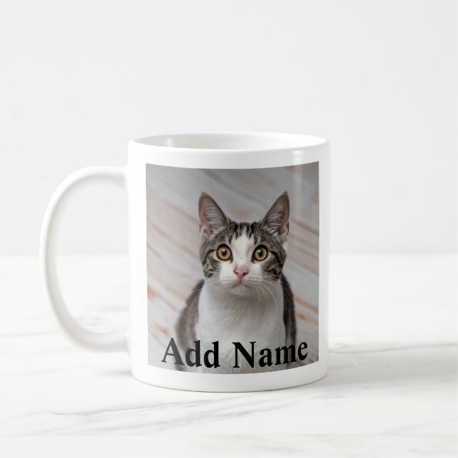 Cat Lover Custom Photo and Name Personalised Coffee Mug (Left)