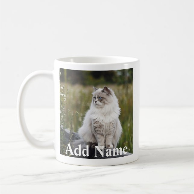 Cat Lover Custom Photo and Name Personalised Coffee Mug (Left)