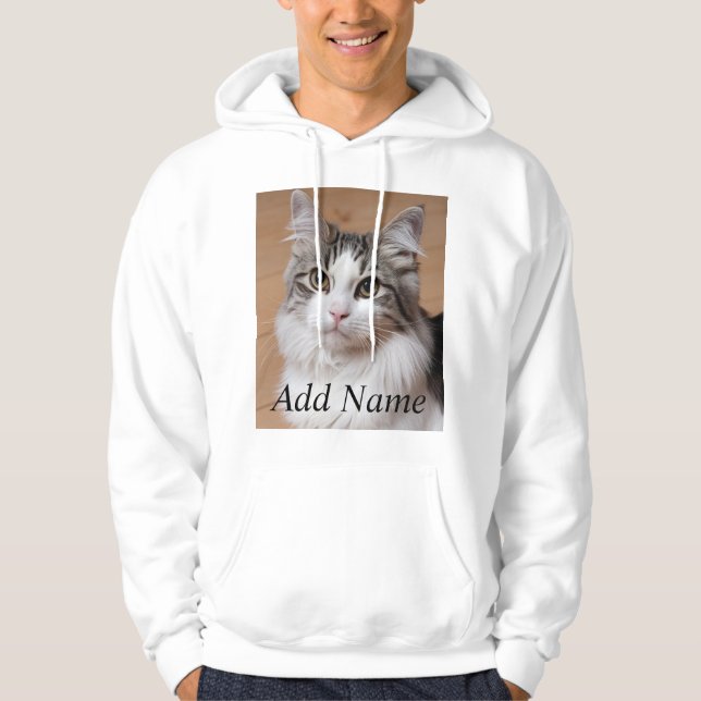 Cat Lover Custom Photo and Name Personalised Hoodie (Front)