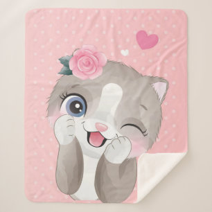 Cat Lover Cute Little Kittens Sherpa Blanket