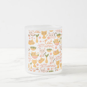 cat lover design frosted glass coffee mug