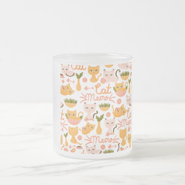 cat lover design  frosted glass coffee mug (Center)