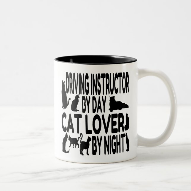 Cat Lover Driving Instructor Two-Tone Coffee Mug (Right)