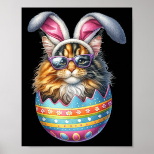 Cat Lover Easter Egg Happy Easter Bunny Ears Poster