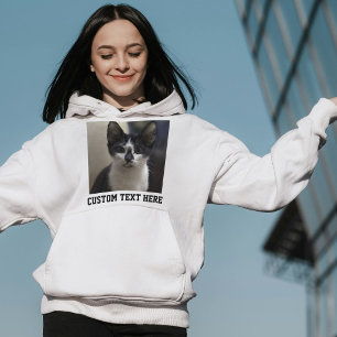 Cat Lover Elegant Pet Photo Black And White Custom Hoodie
