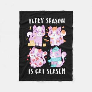 Cat Lover Every Season Is Cat Season Fleece Blanket