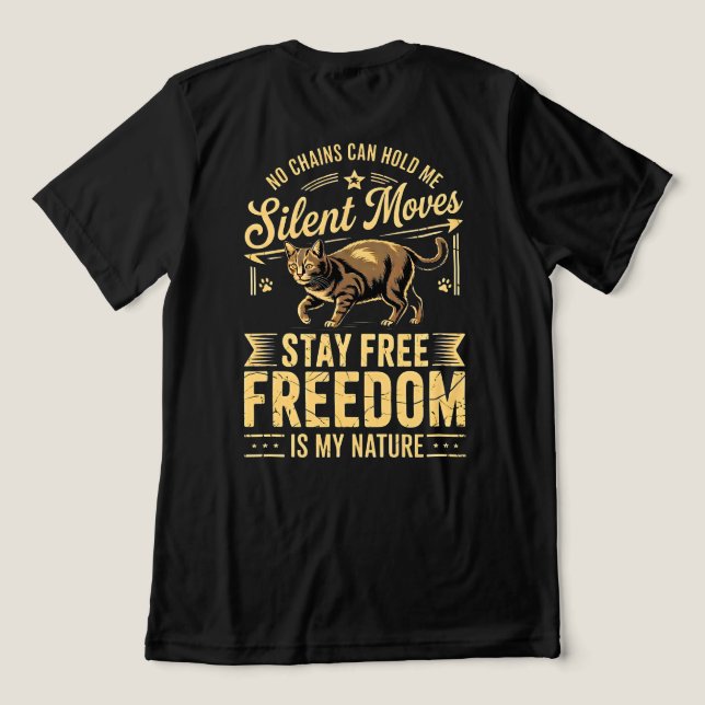 Cat Lover Fierce Freedom Tabby Tri-Blend Shirt (Design Back)