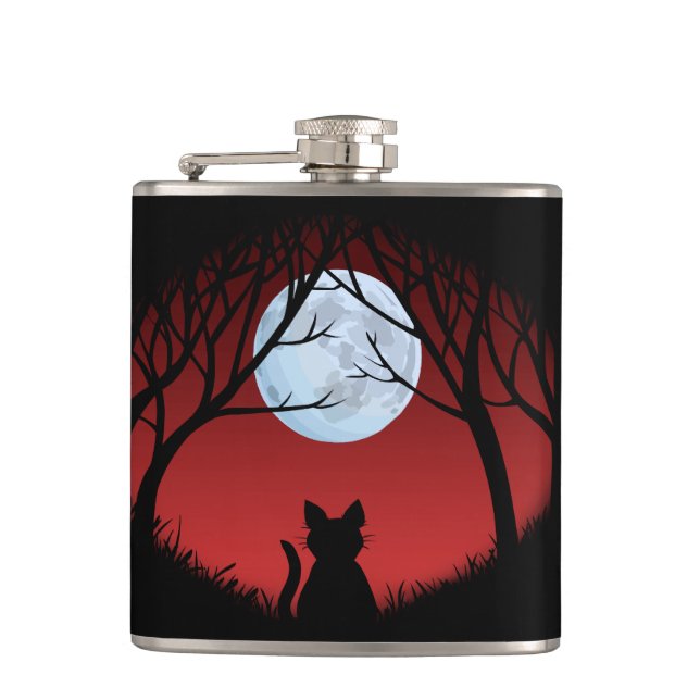 Cat Lover Flask Custom Fat Cat Drink Flasks & Gift (Front)