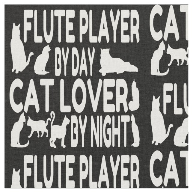 Cat Lover Flute Player Fabric (Close Up)
