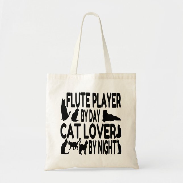 Cat Lover Flute Player Tote Bag (Front)